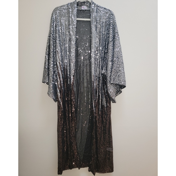 FREE PEOPLE Party On Sequin Kimono Jacket Duster - Picture 4 of 11